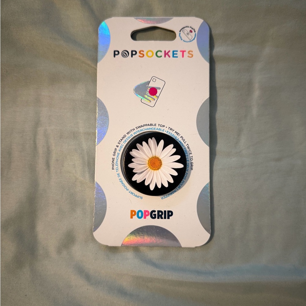 PopSocket PopGrip with Daisy Design - Black and White